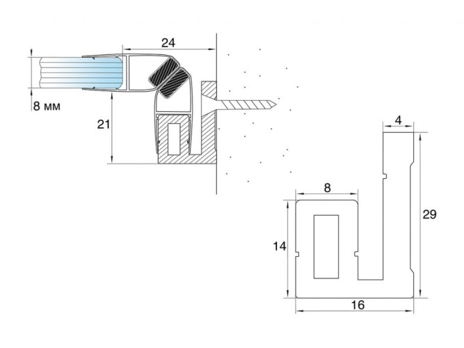 Профиль GIFF №6 алюминиевый L=2200 мм полированный - вид 1