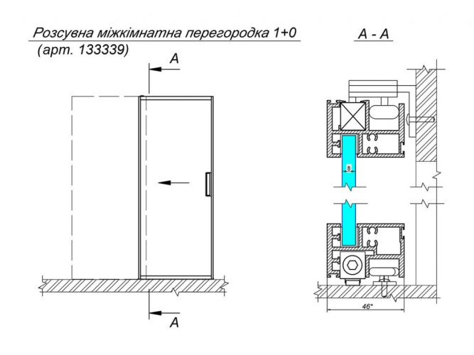 Комплект для підвісних дверей невидимого монтажу GIFF Glass Zone 1200x2500 мм - вид 3